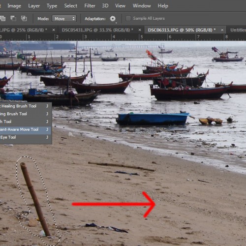 เทคนิค Reouch ภาพด้วยเครื่องมือ Content-Aware ใน Photohop cc 2014