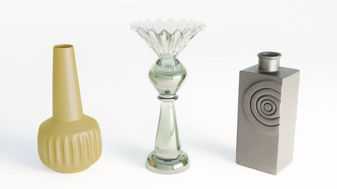 three-vases-3d-model-obj-3ds-fbx-c4d