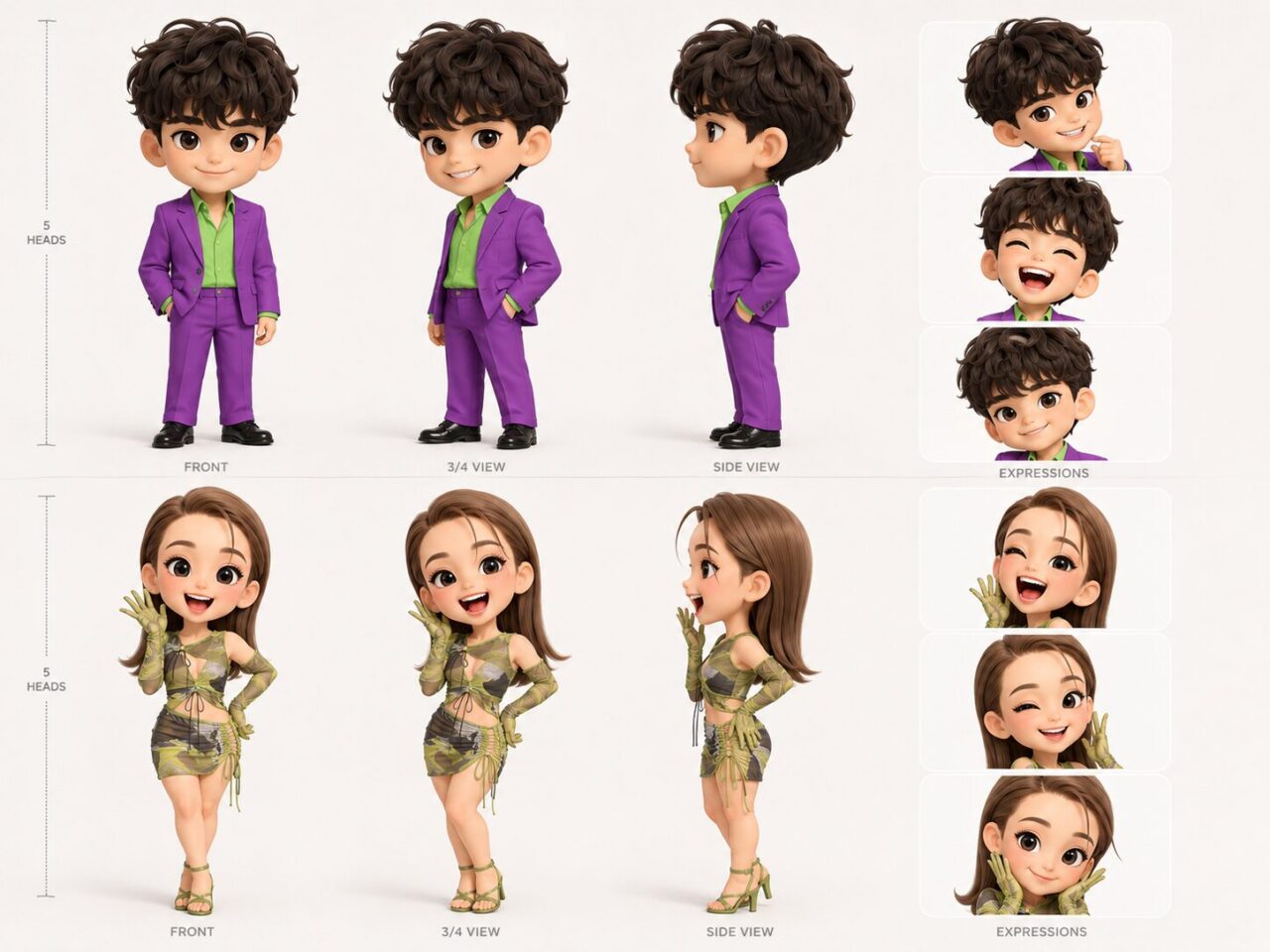 Character Design Exploration พี่ซี พี่มี่ สำหรับโฆษณา 3D Animation PARTY MONSTER โดย Dynamicwork
