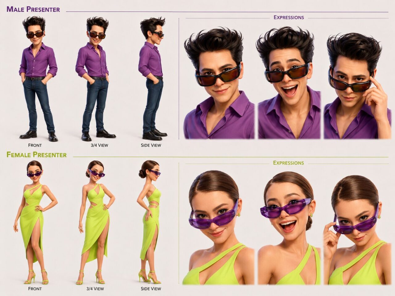 Character Design Exploration พี่ซี พี่มี่ สำหรับโฆษณา 3D Animation PARTY MONSTER โดย Dynamicwork